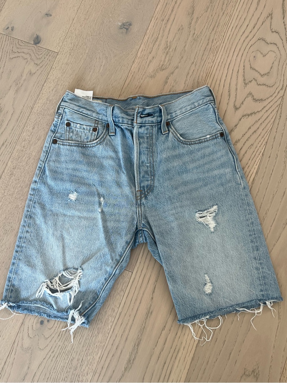 Levi's Light Blue Distressed Denim Cutoff Shorts